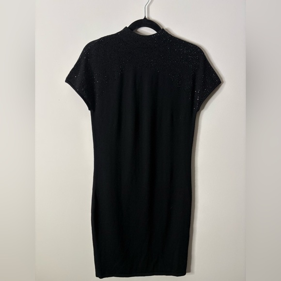 Reiss Black Seline Embellished Knit Wool Dress - Picture 5 of 9
